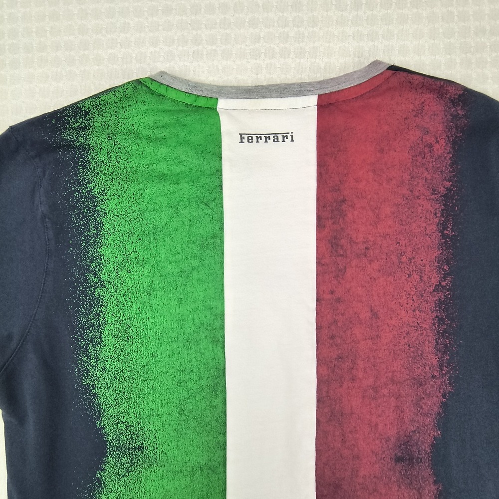 Ferrari Store Mens XL Navy Blue Graphic T-Shirt Italian Flag Back Racing Tee - Picture 7 of 8